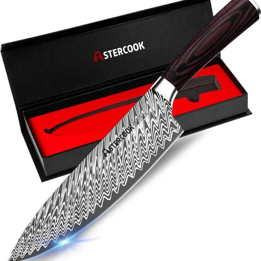 Chef Knife, Japanese Pro 8 Inch Kitchen Knife, High Carbon Stainless Steel with